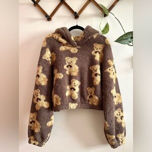 2XL Cropped Teddy Fleece Hoodie